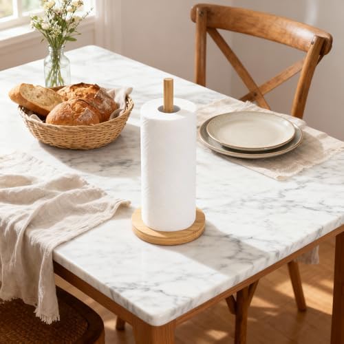Bamboo Paper Towel Holder Countertop 1 Pack Thick Sturdy Base, Standing Paper - Image 2