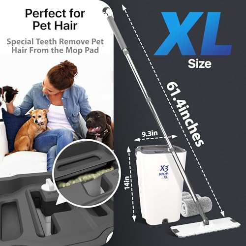 X3 Mop XL, Separates Dirty and Clean Water, 3-Chamber Design, Flat Mop and - Image 6