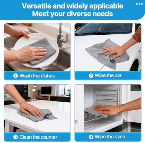 QYL Microfiber Cleaning Cloth, 12 Pack Cleaning Rags, Cleaning Towels, - Image 6