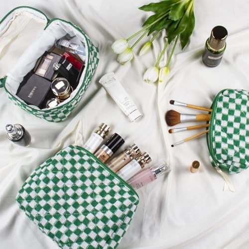BuyCard Quilted Makeup Bag Set, CuteFloral Cotton Coquette Makeup Bag Toiletry - Image 5