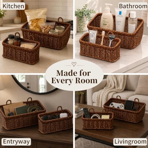 Wall Hanging Baskets, 2 Pack Woven Wicker Baskets - Image 6