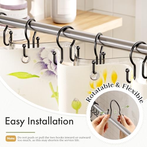 Bathway Shower Curtain Hooks Black, Double Hook Shower Curtain Hooks Rust Proof - Image 5
