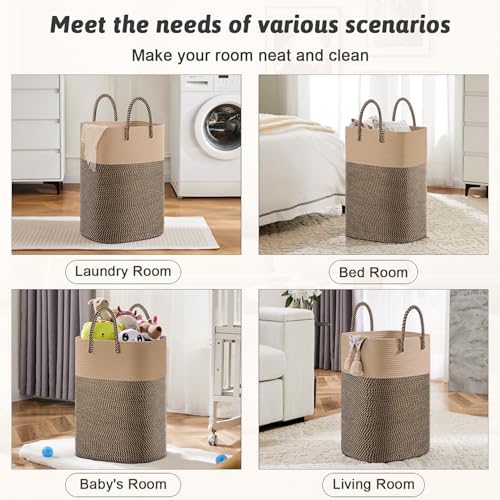 Laundry Basket, Woven Cotton Rope Laundry Hamper, Versatile Storage - Image 5