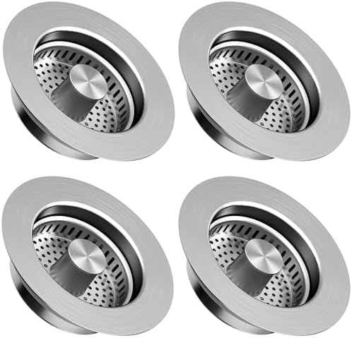 Kitchen Sink Drain Strainer 4 Pack, 304 Stainless Steel Pop Up Sink Stopper by TGOSOMT%C2%AE