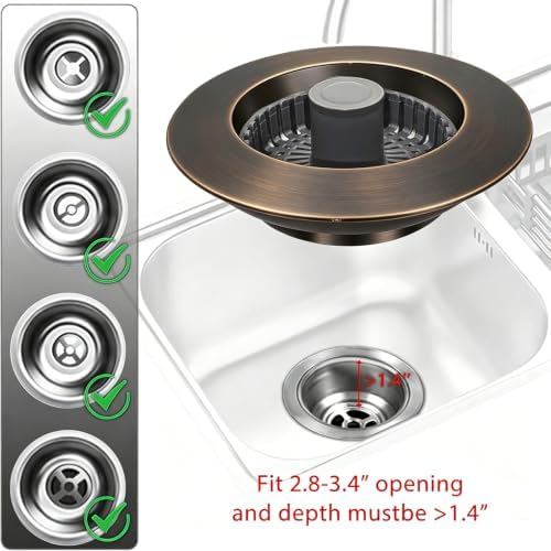 BAOLSLS Kitchen Sink Drain Strainer, 3 in 1 Pop up Kitchen Sink Stopper - Image 2