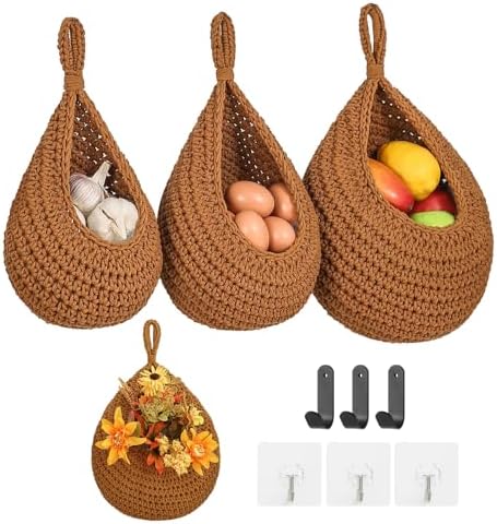 Boho Wall Hanging Fruit Baskets by INJORAN