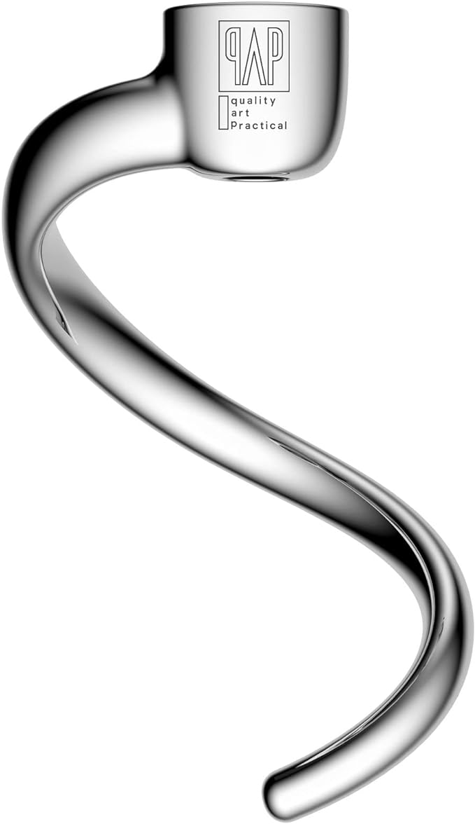 Stainless Steel Spiral Dough Hook Replacement for KitchenAid 4.5QT & 5QT Bowl Tilt-Head Stand Mixers, Rustproof & Easy Clean, Efficient Kneading for Bread, Pizza, Pasta, Cookies