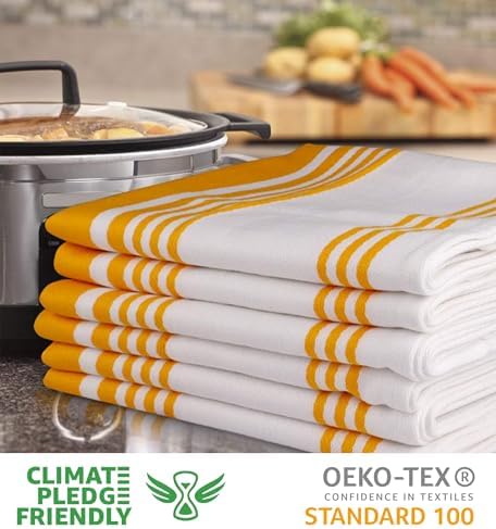 Urban Villa Kitchen Towels Cotton Dish Towels 20”x30” Yellow Wht - Image 2