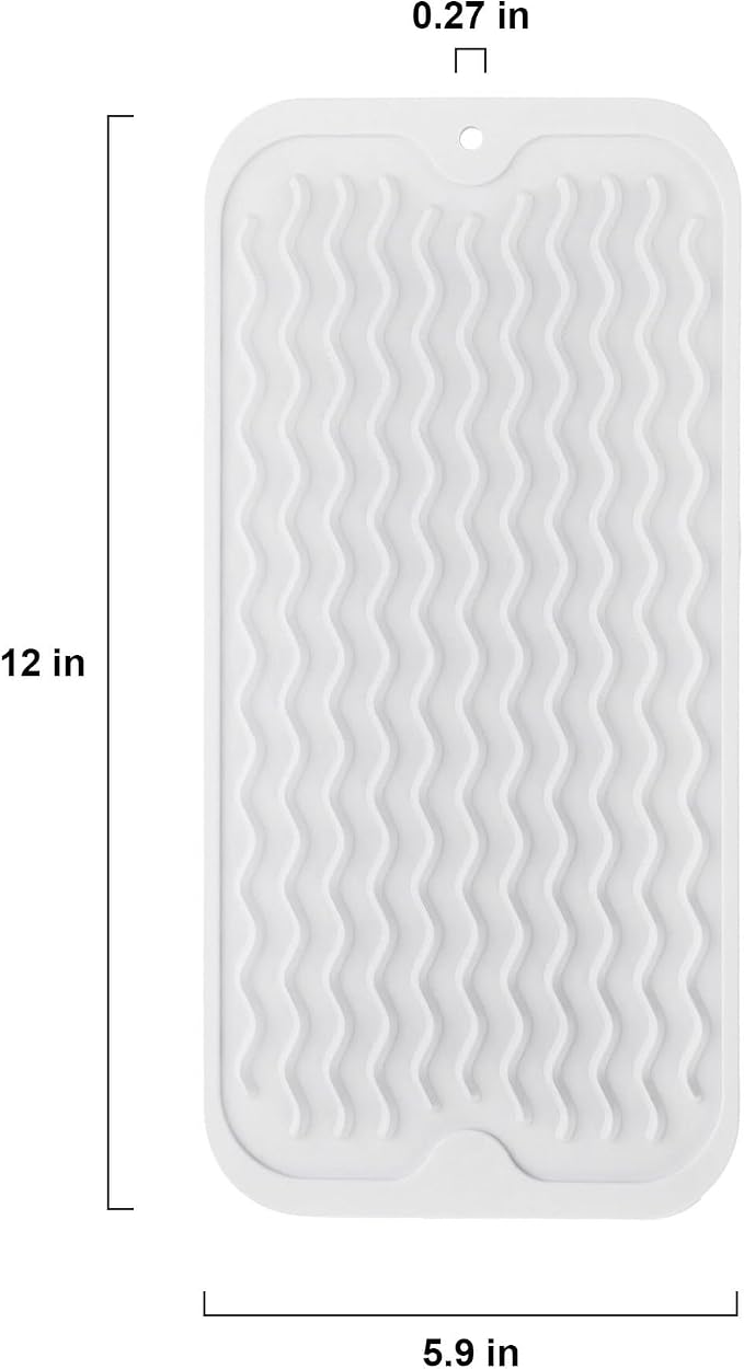 Silicone Dish Drying Mat, Non-Slip Easy Clean Sink Mat, Translucent, Large - Image 2