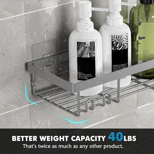 Moforoco Adhesive Shower Caddy Organizer Shelves Rack - Image 3