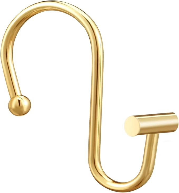 Gracelife Gold Rust Resistant Metal Shower Curtain Rings, T-Bar Hooks by Gracelife
