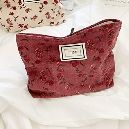 Cosmetic Bags for Women, Large Floral Makeup Bag for Purse, Dark Red Rose - Image 4