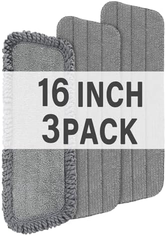 16.5" Microfiber Mop Pads Refills, 3 Pack Reusable Replacement Heads by PANDAGRIP