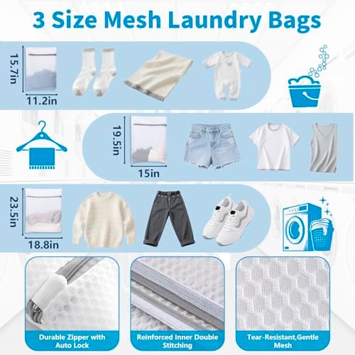 150L Laundry Bag Backpack with 3 Sizes Mesh Wash Bags and Shoulder Straps - Image 3