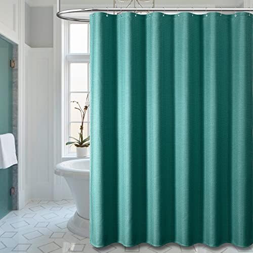 Dynamene Extra Long Waffle Shower Curtain 256GSM Fabric 72x96 Seaweed Green - Image 6