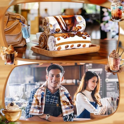VitalCozy 6 Pcs Coffee Kitchen Towels Decorative Set Brown Dish Towels - Image 2
