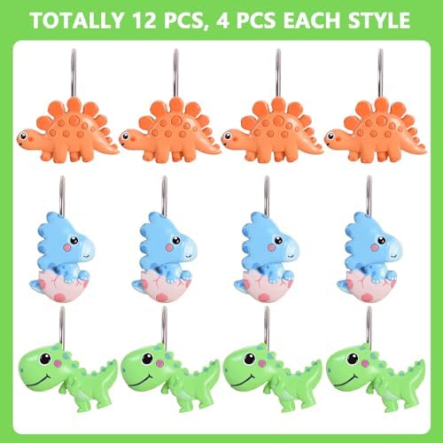 12-Piece Dinosaur Shower Curtain Hooks - Image 2