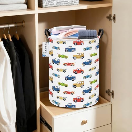 Round Collapsible Cartoon Car Laundry Hamper - Image 5