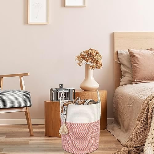 XUANGUO Cotton Rope Laundry Basket Hamper - Image 5