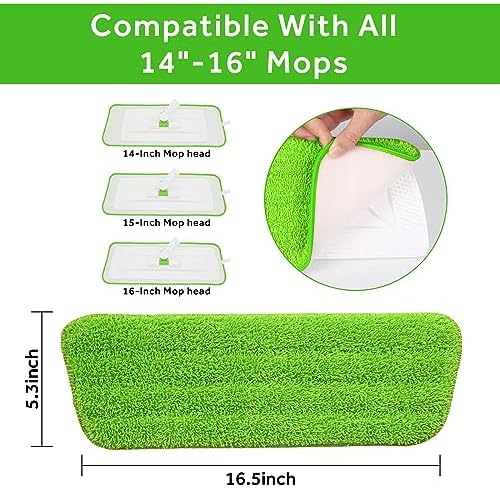 16.5" Microfiber Mop Pads Refills, 3 Pack Reusable Replacement Heads - Image 2