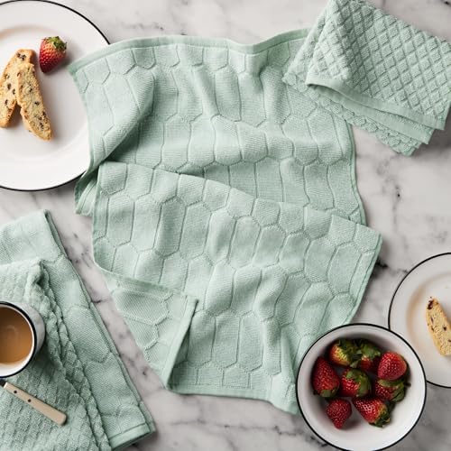 Martha Stewart Honeycomb Chambray Textured Kitchen Towel 4-Pack Set, 100% Cotton - Image 2