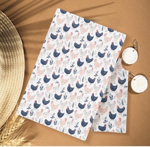 Rustic Chicken Kitchen Towels, Chicken Lover Mom Lady Gifts Decorative Dish Tea - Image 2