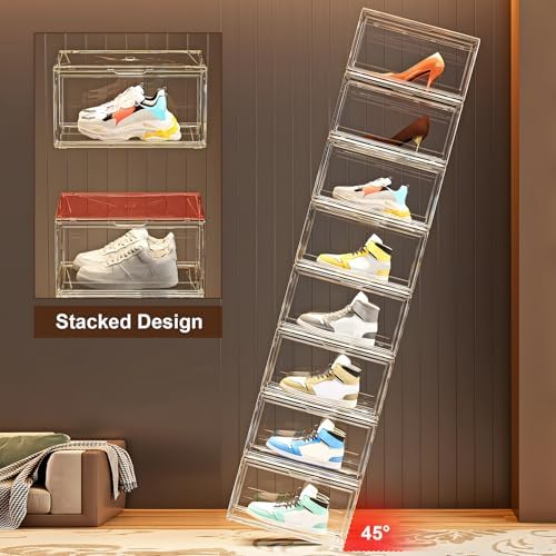 MMBABY 12 Pack Acrylic Clear Shoe Boxes– Ultra Clear Plastic Stackable Sneaker - Image 5