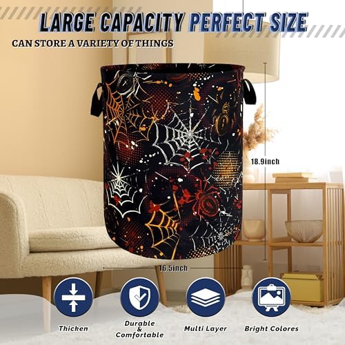 Spider Web Laundry Basket Oxford Cloth Foldable Hamper 18.9x16.5 Inch - Image 3