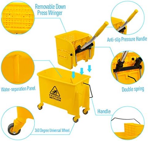 Industrial Mop Bucket with Wringer, Basics Side Press 5.28 Gallon Commercial - Image 5