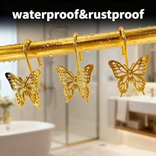 12PCS Decorative Shower Curtain Hooks, Metal Shower Curtain Rings, Rustproof - Image 5