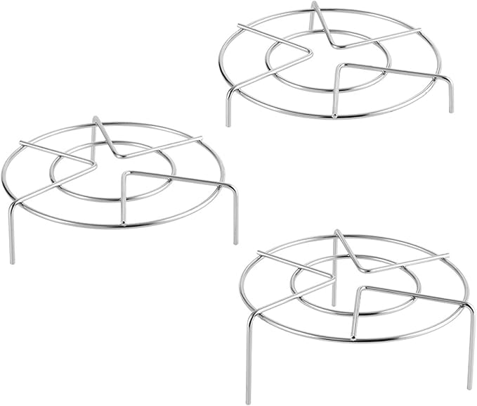 Stainless Steel Steam Rack Set of 3, 7" Tall Heavy Duty Pressure Cooker Trivet Rack Stand - Height 1.2", 2", 2.7"