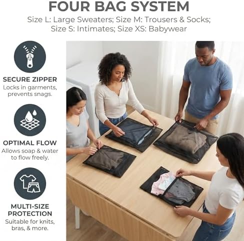 4pcs Mesh Laundry Bags Zipper Heavy Duty Washing Machine Bags Clothing Sweater - Image 6