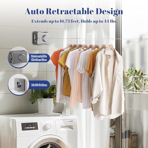 Retractable Clothesline-Heavy Duty Stainless Steel 16.7 Ft Adjustable Space - Image 6