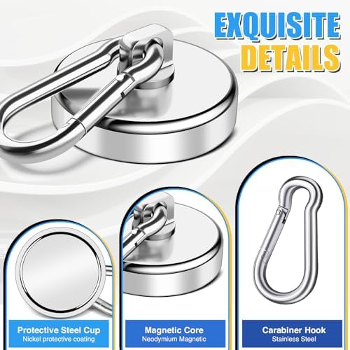 200Lbs Magnetic Carabiner Hook 2 Pcs Strong Magnetic Hooks Heavy Duty - Image 4