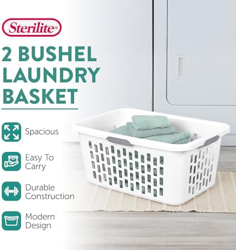 Sterilite Laundry Basket, Plastic Clothes Hamper, Large Rectangle Bin - Image 2
