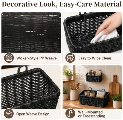 Wall Hanging Baskets, 2 Pack Woven Wicker Baskets - Image 5
