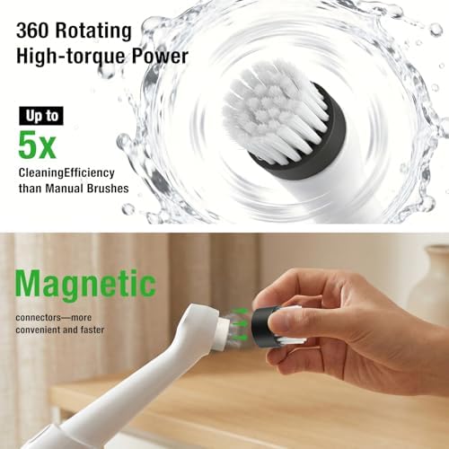 Electric Grout Cleaner, Electric Spin Scrubber, 5 Magnetic Heads - Image 2