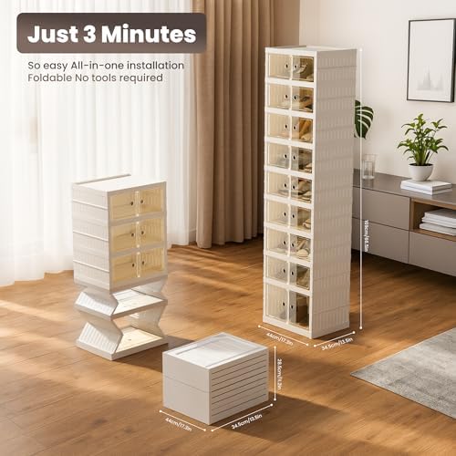 Foldable Shoe Organizer Storage Box, Portable Extra Large Folding Shoe Rack - Image 2