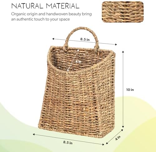 Woven Hanging Seagrass Baskets, Hanging Wall Wicker Basket, Handmade Organizer - Image 7