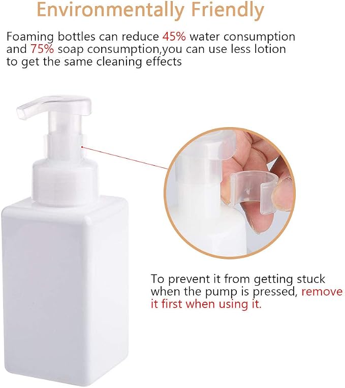 Foaming Soap Dispenser, 22oz Plastic Refillable Pump Bottle, 2 Pack, Shampoo & - Image 2