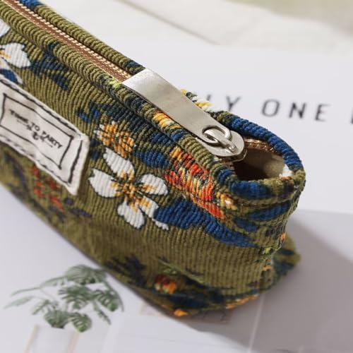Floral Makeup Bags for Women, Large Cosmetic Pouch for Purse, Dark Green - Image 5