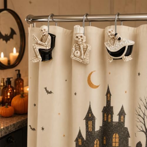 FRIENDISU 12Pcs Halloween Skeleton Shower Curtain Hooks - Image 6