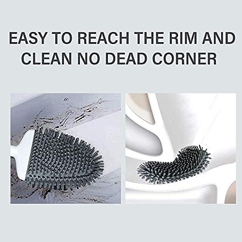 Sellemer Silicone Toilet Brush, Ventilation Slots Base Holder 2 Pack Silver - Image 2