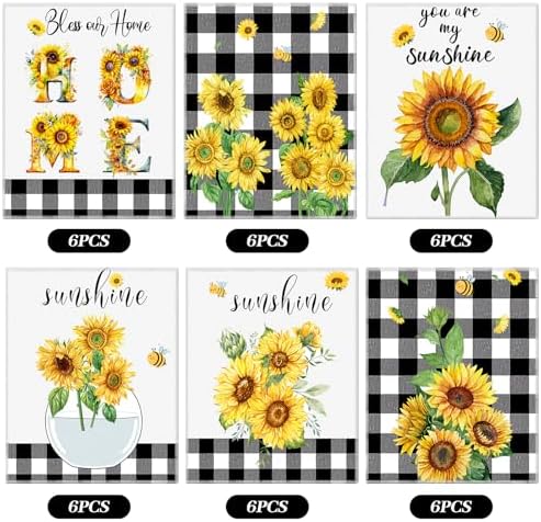Mindsoft 36 Pcs Spring Sunflower Reusable Paper Towels Rolls Sunshine Washable - Image 3