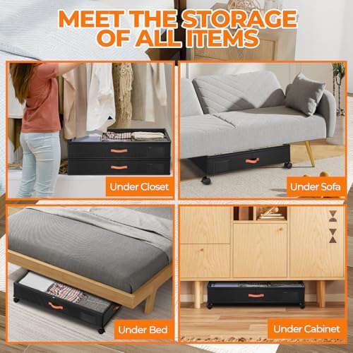 Under Bed Storage with Wheels, XXL Large Under the Bed Storage Organizer Bins - Image 7