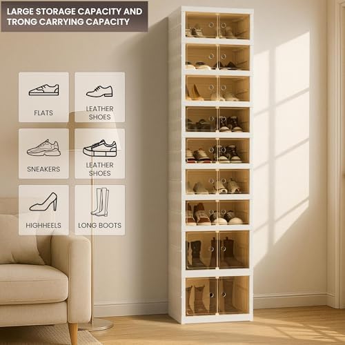 Foldable Shoe Organizer Storage Box Set of 6, Portable Extra Large Folding Shoe - Image 5