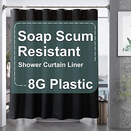 AmazerBath Black Shower Curtain Liner Plastic, Thick PEVA Shower Curtain Black by AmazerBath