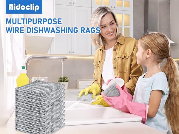 Non-Scratch Steel Wool Dishcloths Kitchen Scrubbers - Image 2