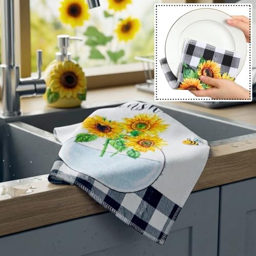 Mindsoft 36 Pcs Spring Sunflower Reusable Paper Towels Rolls Sunshine Washable - Image 2