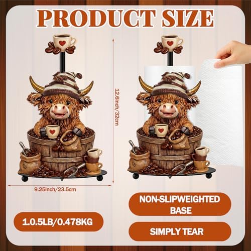 Chunful Coffee Beans Highland Cow Paper Towel Holder Coffees Kitchen Decor - Image 3